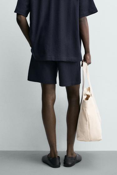 RELAXED FIT TEXTURED BERMUDA SHORTS - Midnight blue by Zara - Image 2