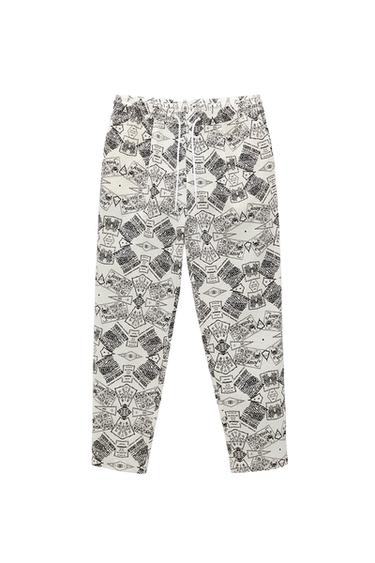 SEERSUCKER PRINT TROUSERS
