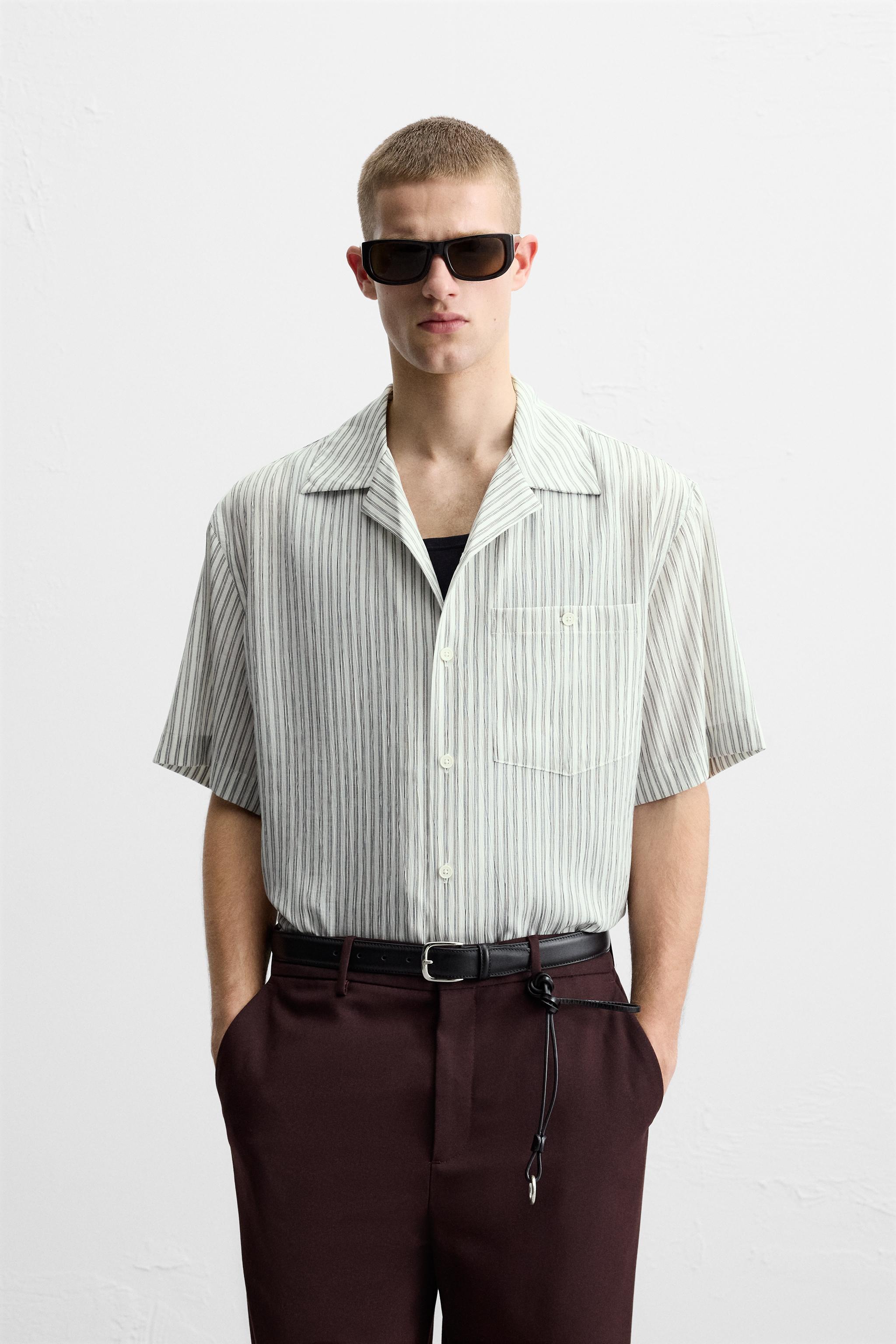 WRINKLED JACQUARD SHIRT - Black | ZARA United States