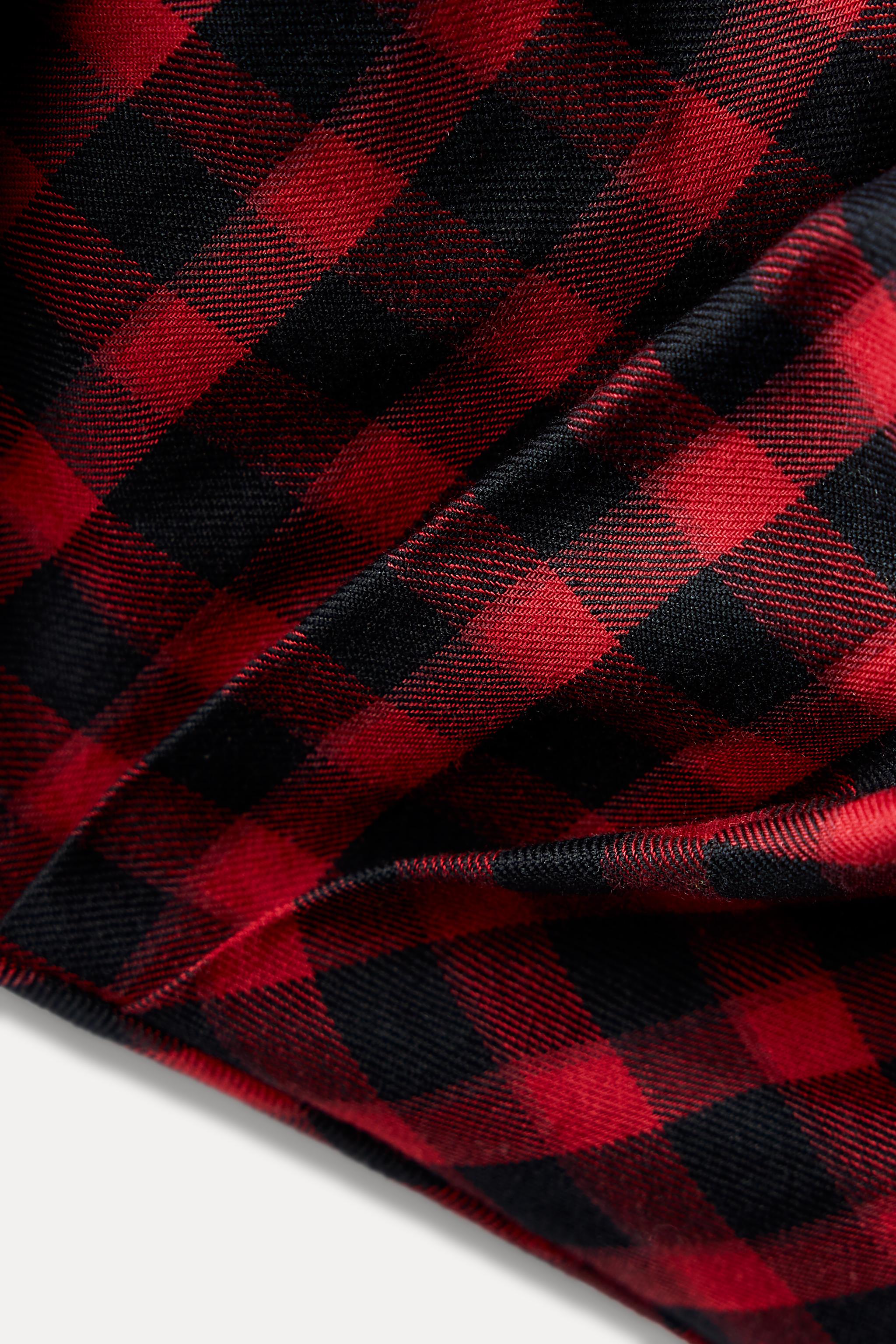 CHECKERED RUCHED BLOUSE ZW COLLECTION - Red / Black | ZARA