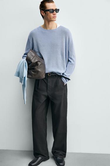 WIDE-LEG PLEATED TROUSERS - Brown by Zara - Image 5