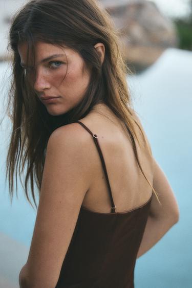 SATIN CORSETRY-INSPIRED TOP - Leather by Zara