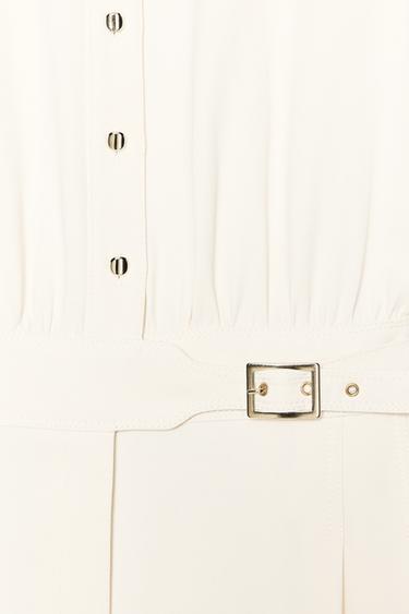 CREPE BUCKLE WAIST JUMPSUIT - Ecru by Zara - Image 9