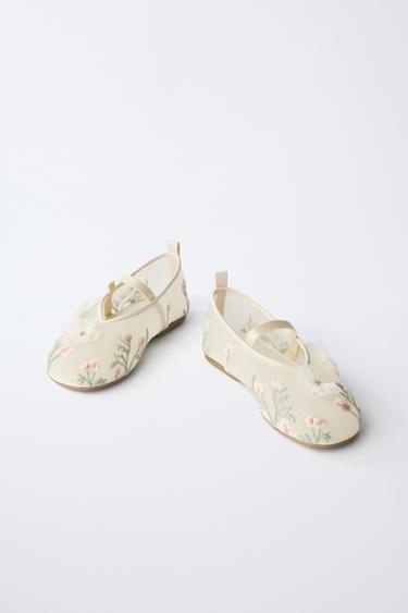FLORAL BALLET FLATS - Ecru White by Zara - Image 2