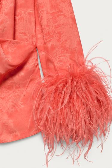 CHEMISE CACHE-CŒUR PLUMES MARISA BERENSON X ZARA - Rouge / Orange de Zara - Image 3