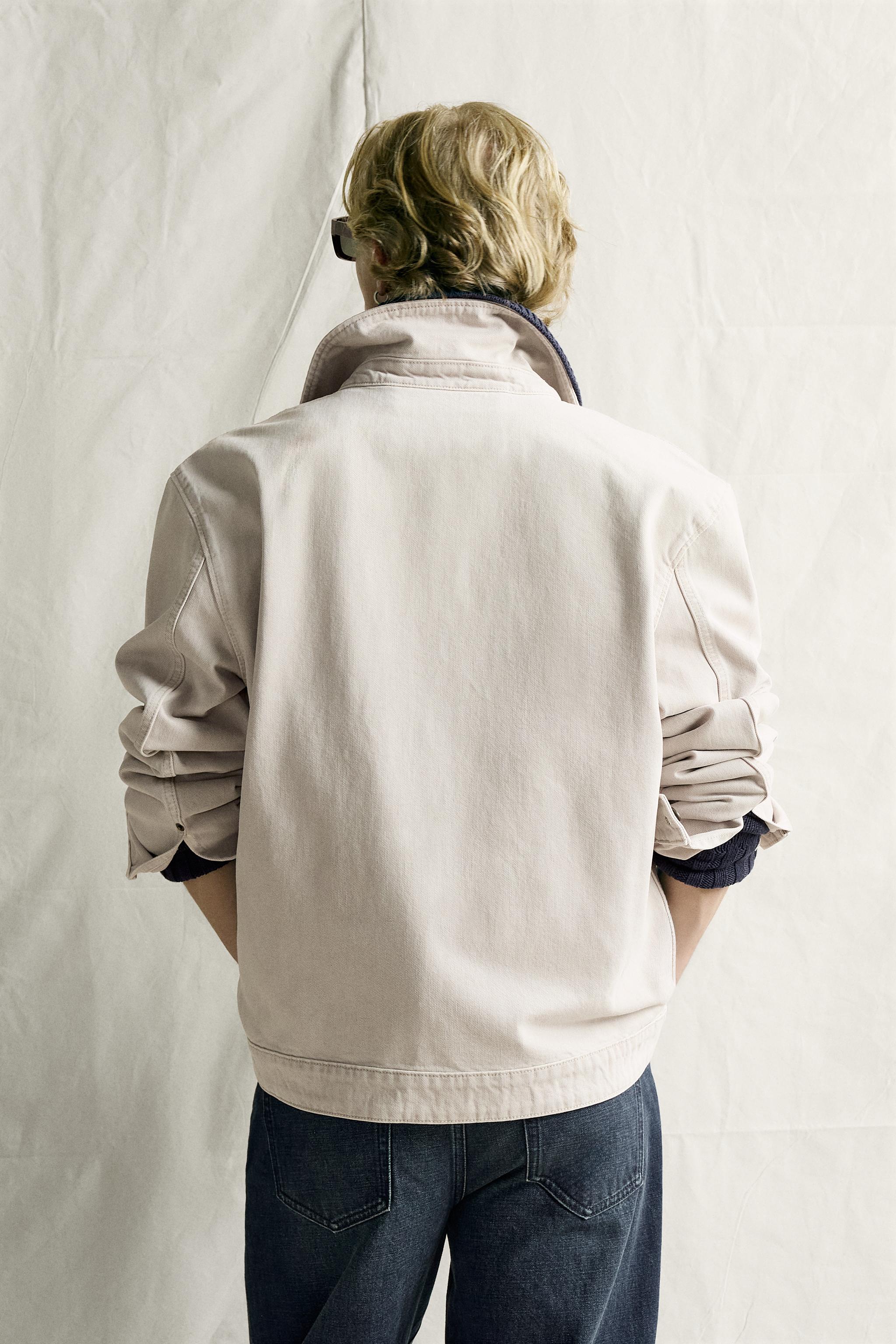 Zara FERMUARLI REGULAR FIT DENIM CEKET görsel 3