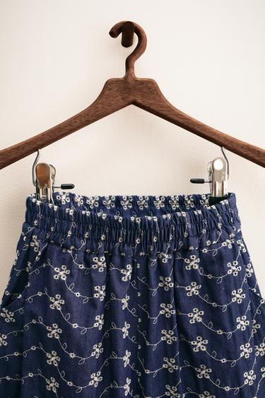 ZARA TIMELESS - EMBROIDERED FLORAL BAGGY TROUSERS - Blue by Zara - Image 2
