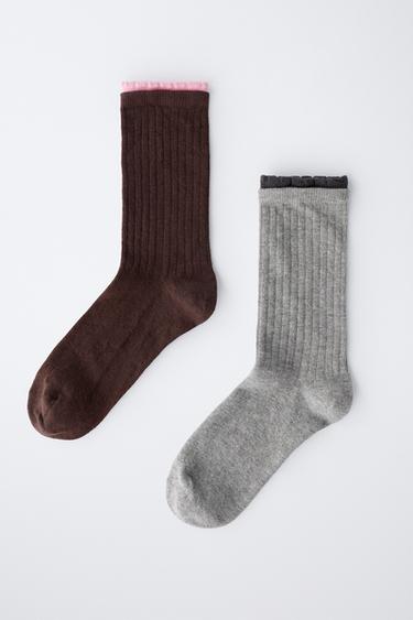 PACK OF TWO DOUBLE-EFFECT LONG SOCKS - Multicoloured by Zara - Image 3