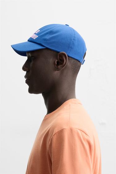 CASQUETTE TEXTE BRODÉ - Bleu de Zara - Image 1