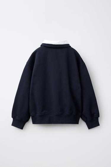 DOUBLE COLLAR SWEATSHIRT — Dark navy 2
