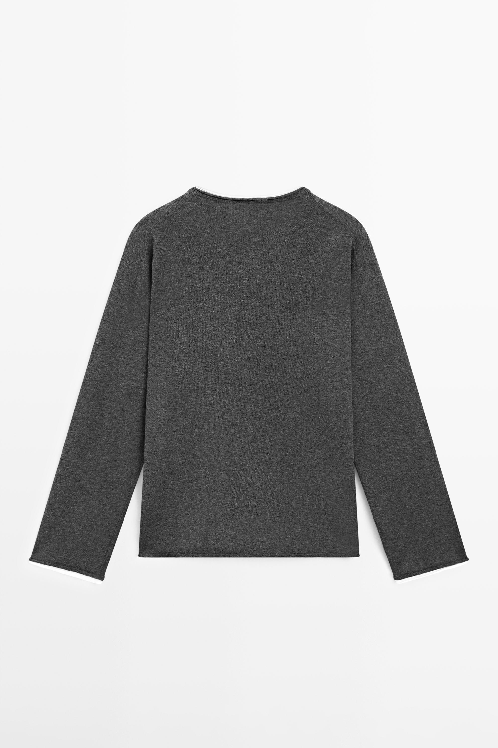 Cotton blend knit sweater with contrast fabric