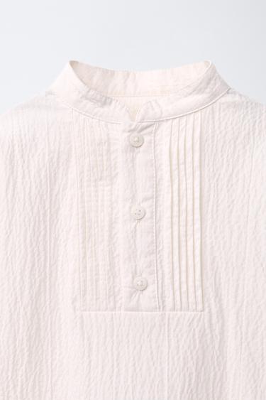 TEXTURED STAND COLLAR SHIRT - Ecru by Zara - Image 2