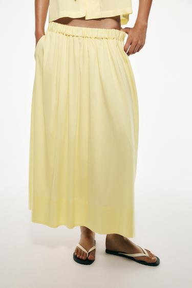 MIDI SKIRT WITH POCKETS - Yellow by Zara