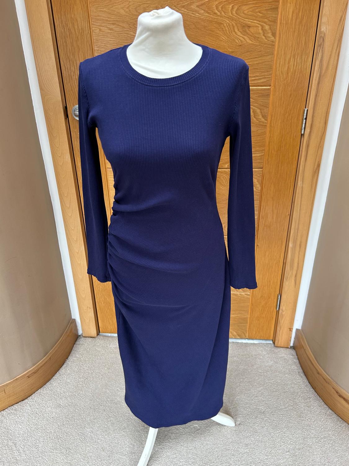 ZARA RIBBED MIDI DRESS IN NAVY BLUE - Image 2