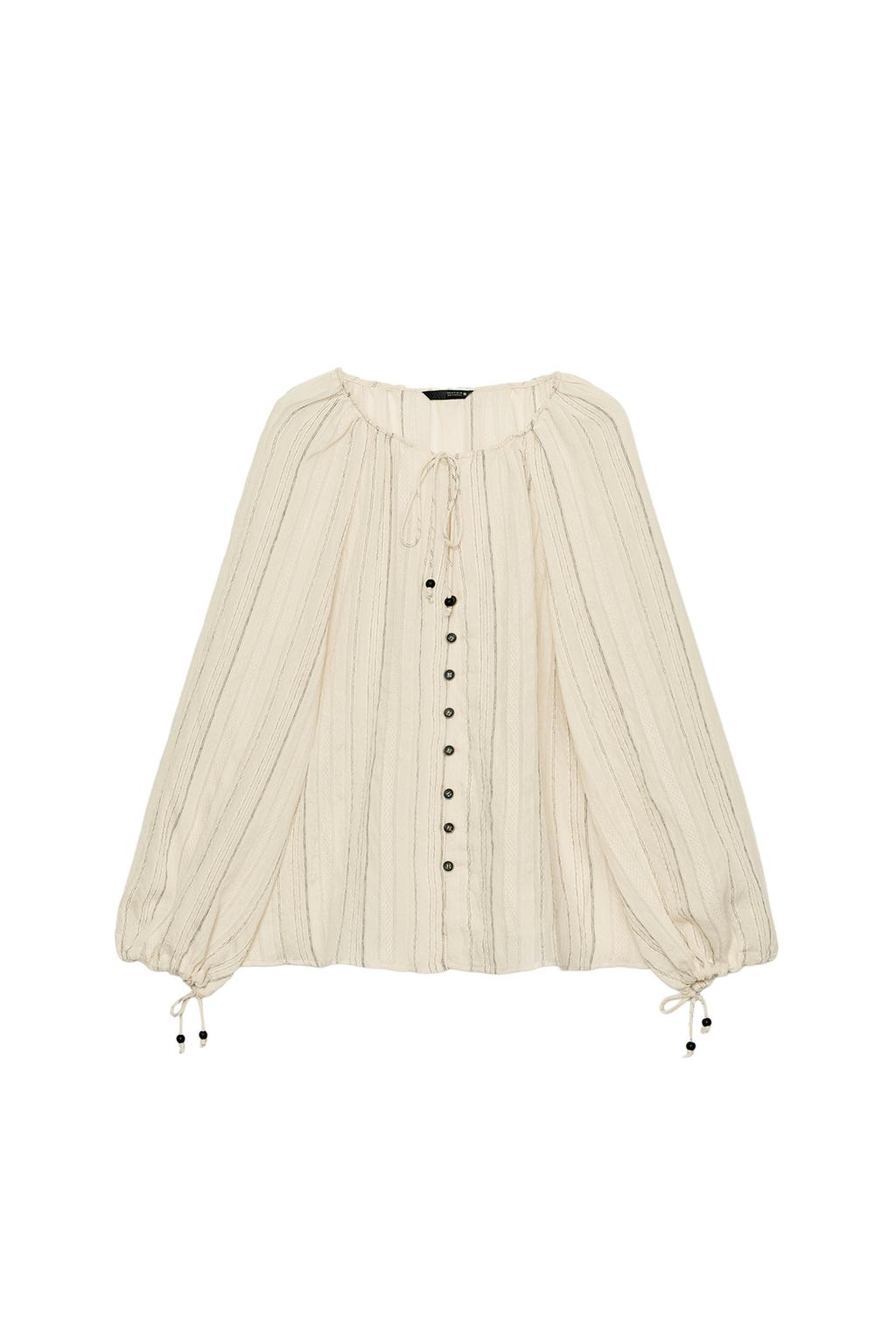 STRIPED BLOUSE WITH BOWS - image 3