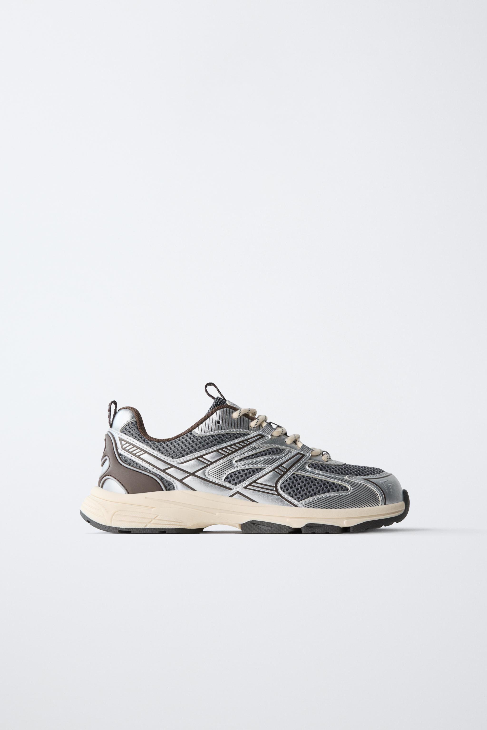 METALLIC SNEAKERS — Silver
