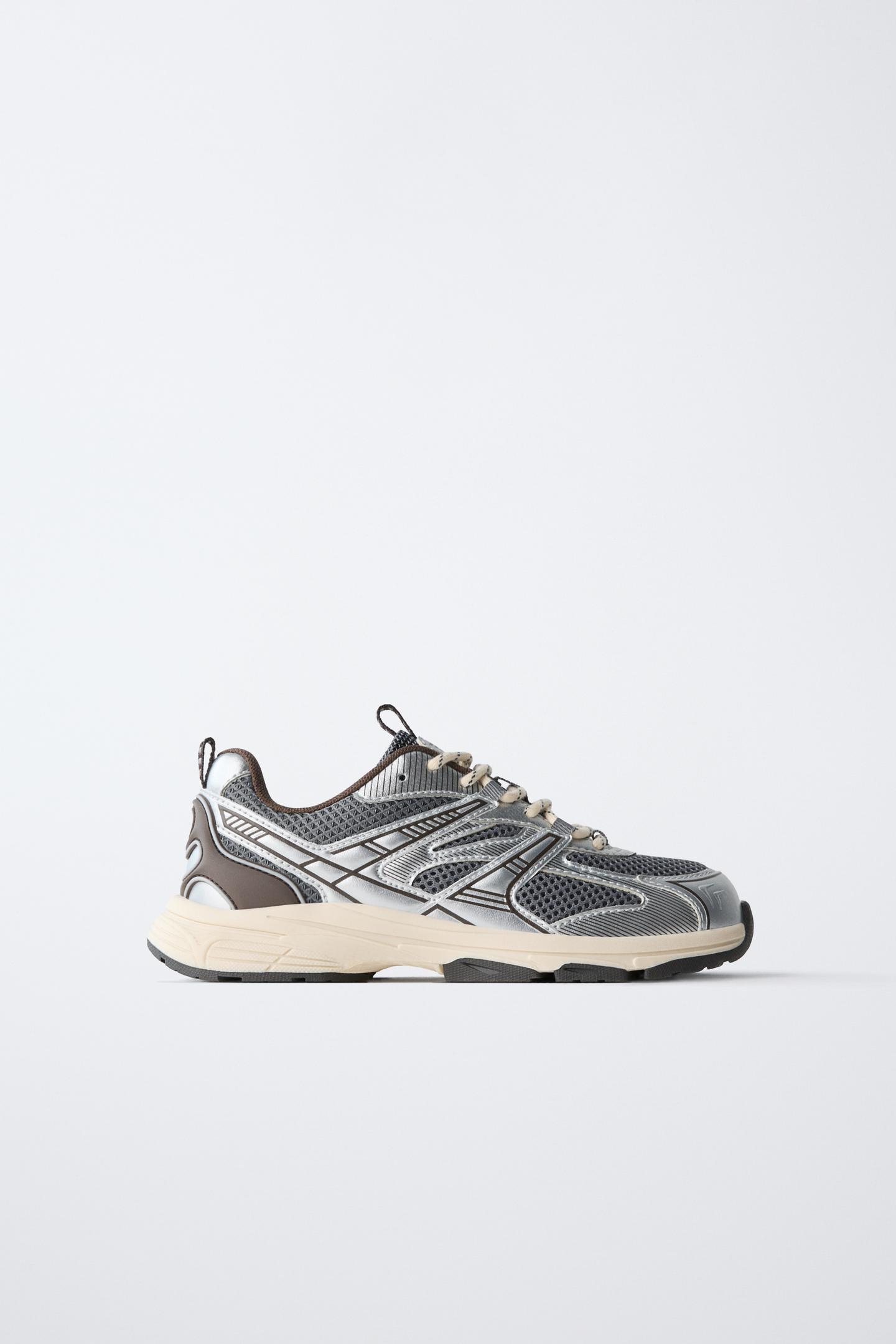 Детские кроссовки Zara Metallic, цвет: Серебряный — фото 1