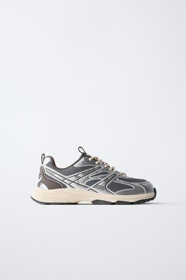 Zara METALLIC SNEAKERS - Silver