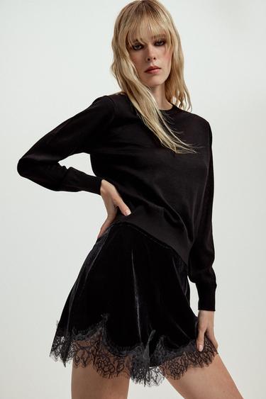 JERSEY 100% LANA PUNTO LISO - Negro de Zara