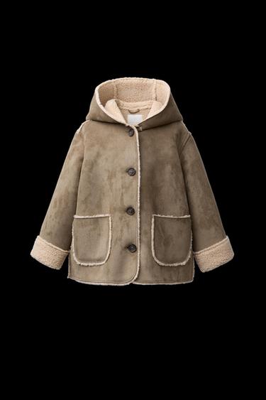 DOUBLE-FACED FAUX SHEARLING COAT - Light khaki by Zara - Image 0