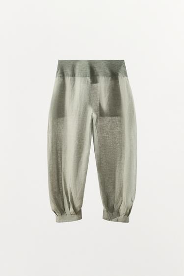 100% LINEN SAROUEL TROUSERS - striped by Zara - Image 5