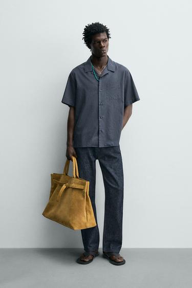 Zara REGULAR FIT COTTON VOILE SHIRT - Blue gray - Image 0