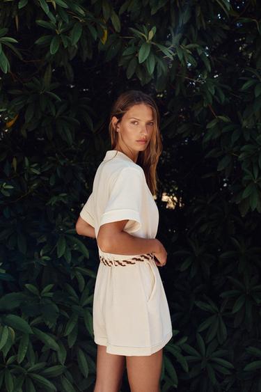 COMBI-SHORT CEINTURE TRESSÉE - Beige clair de Zara - Image 3