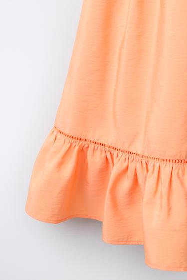 ROBE AVEC VOLANT ET ENTRE-DEUX - Orange de Zara - Image 3