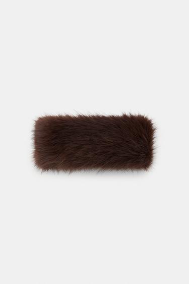 FAUX FUR HEADBAND - Brown by Zara - Image 0