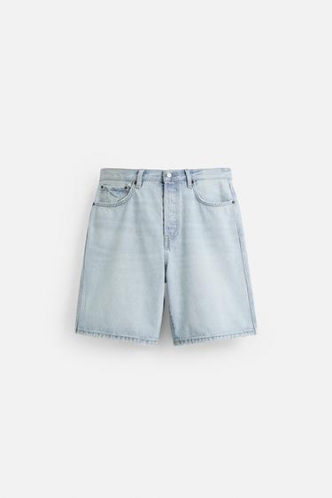 STRAIGHT-LEG DENIM BERMUDA SHORTS - Light blue by Zara