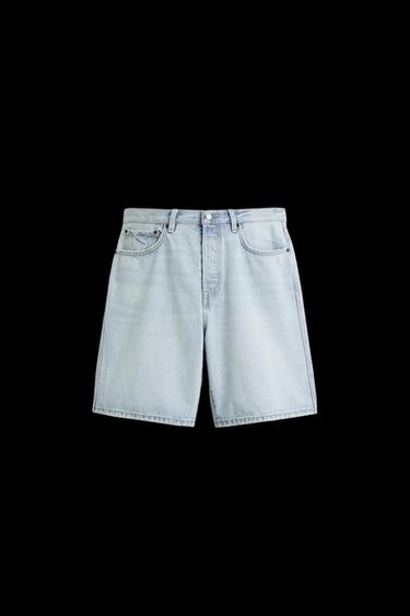 Zara STRAIGHT FIT DENIM SHORTS - Light blue - Image 0