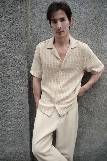 Zara 幾何提花襯衫 - 裸色