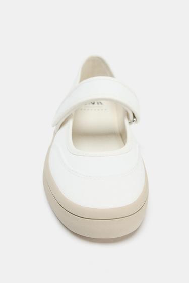 FABRIC STRAP BALLERINAS - White by Zara - Image 5