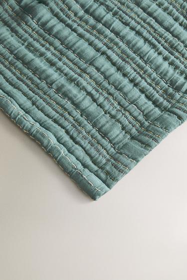 COTTON MUSLIN THROW - Aquamarine by Zara - Image 2
