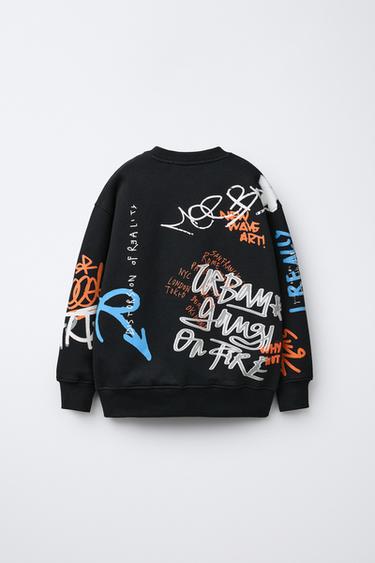 GRAFFITI PRINT SWEATSHIRT - Black by Zara - Image 1