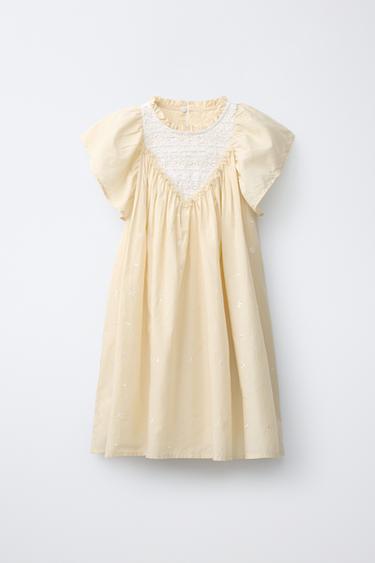 EMBROIDERED BEADED DRESS - Light yellow by Zara