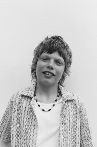 SKJORTE MED BØLGESTRUKTUR - grøn-råhvid fra Zara