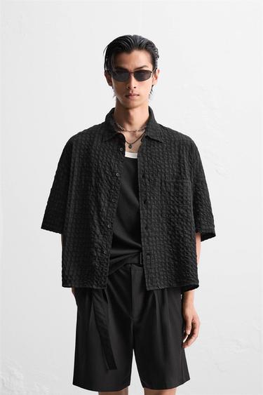 CHECK SEERSUCKER SHIRT - Blue by Zara