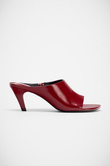 SANDÀLIES PELL MULE LIMITED EDITION - Vermell de Zara
