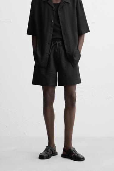 SHORT 100 % LIN - Noir de Zara - Image 1