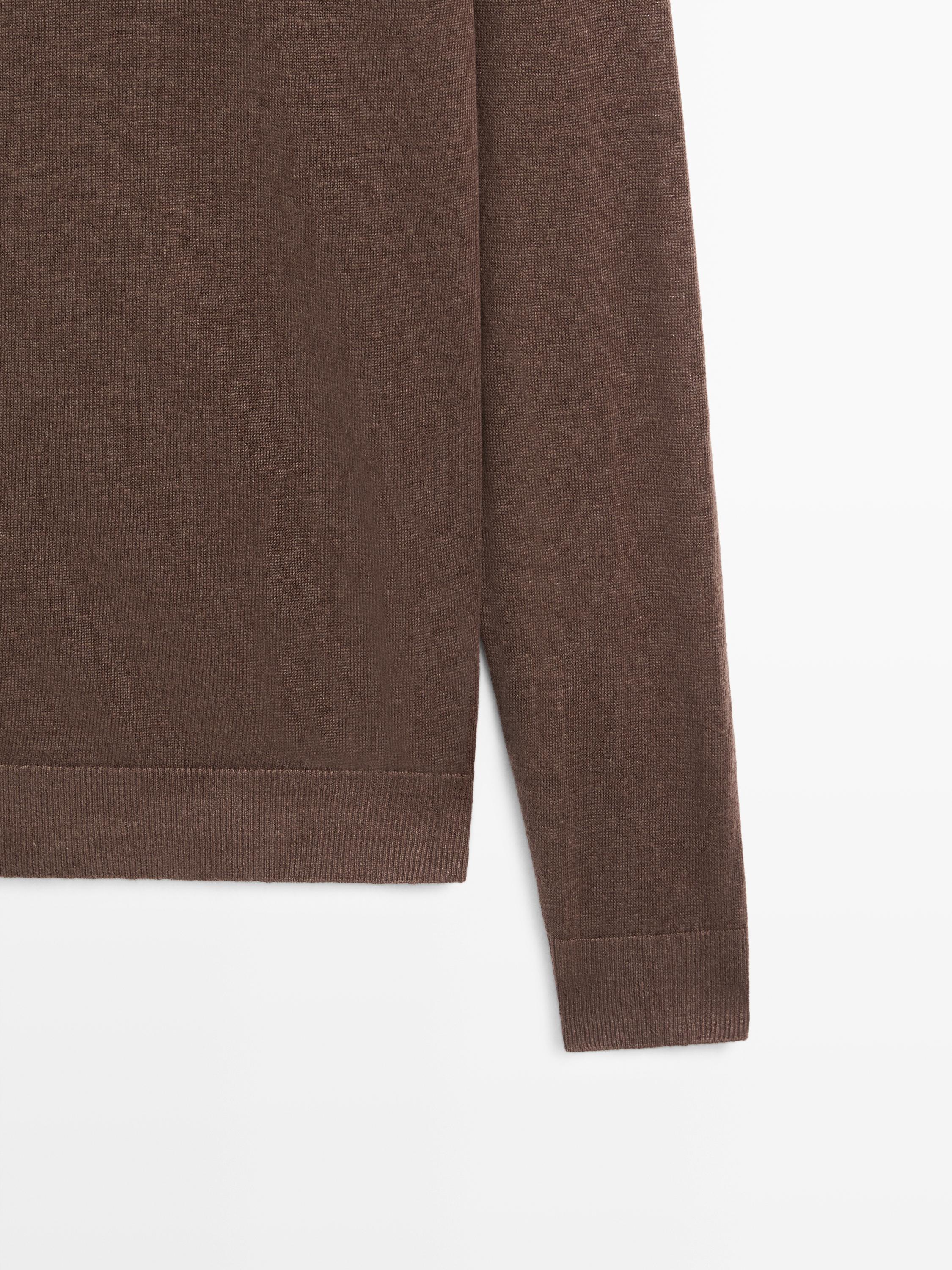 100% linen knit crew neck sweater