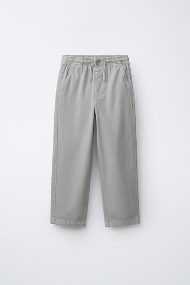 COTTON LOOSE-FITTING TROUSERS - Pearl grey by Zara