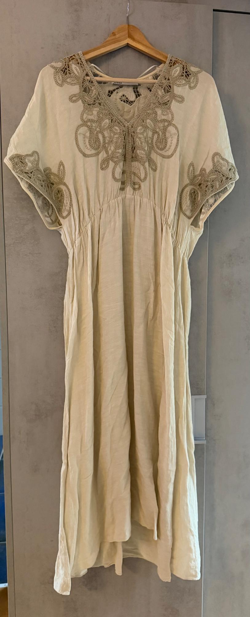 LINEN BLEND DRESS WITH EMBROIDERY - LIMITED EDITION