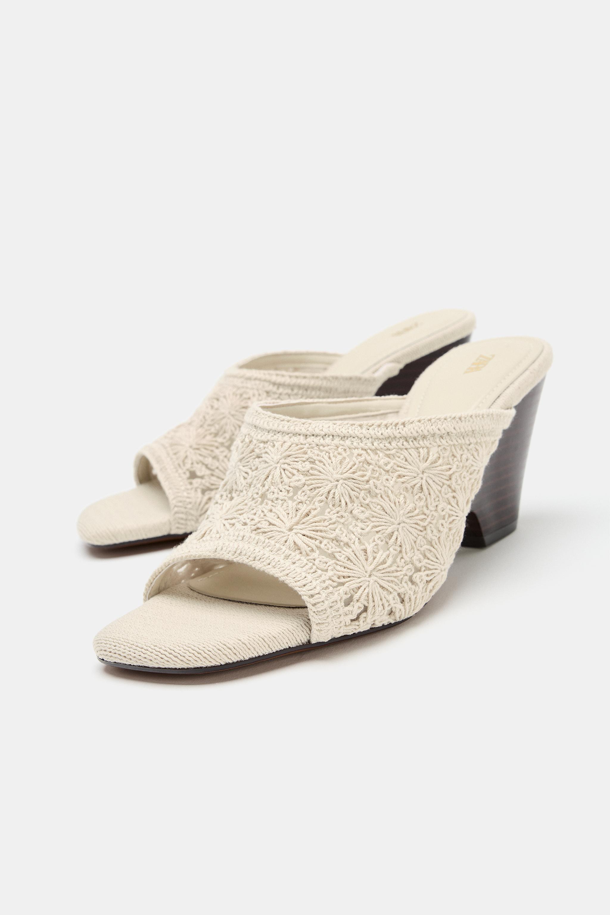 Женские сандалии Zara CROCHET WEDGE SANDALS — фото 4