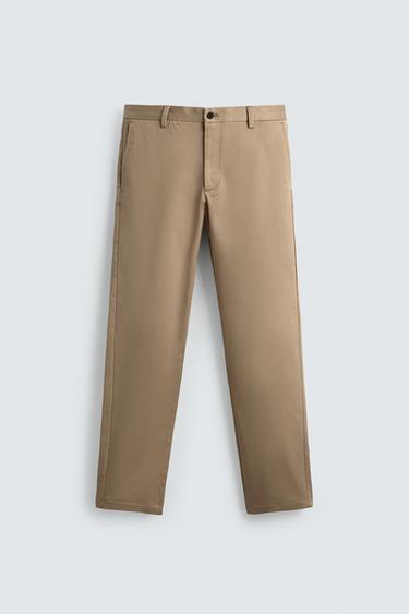 Zara REGULAR FIT CHINO PANTS - taupe brown