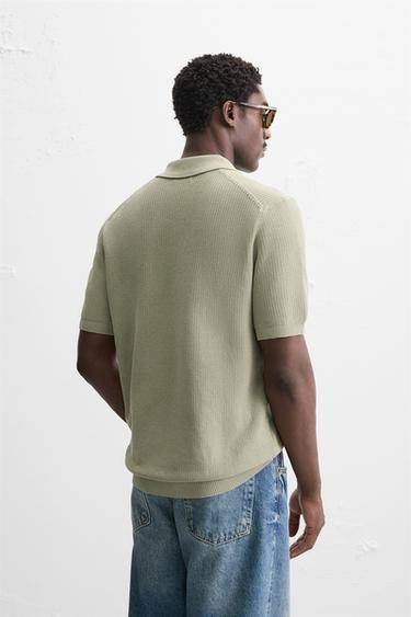 POLO EN MAILLE STRUCTURÉE - vert délavé de Zara - Image 2