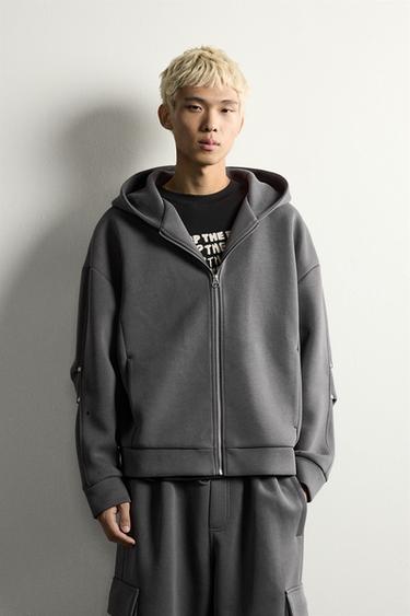 SUDADERA COMPACTA RELAXED FIT CAPUCHA - Azul / Gris de Zara