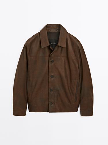 Zara Suede finish sheepskin jacket - Brown