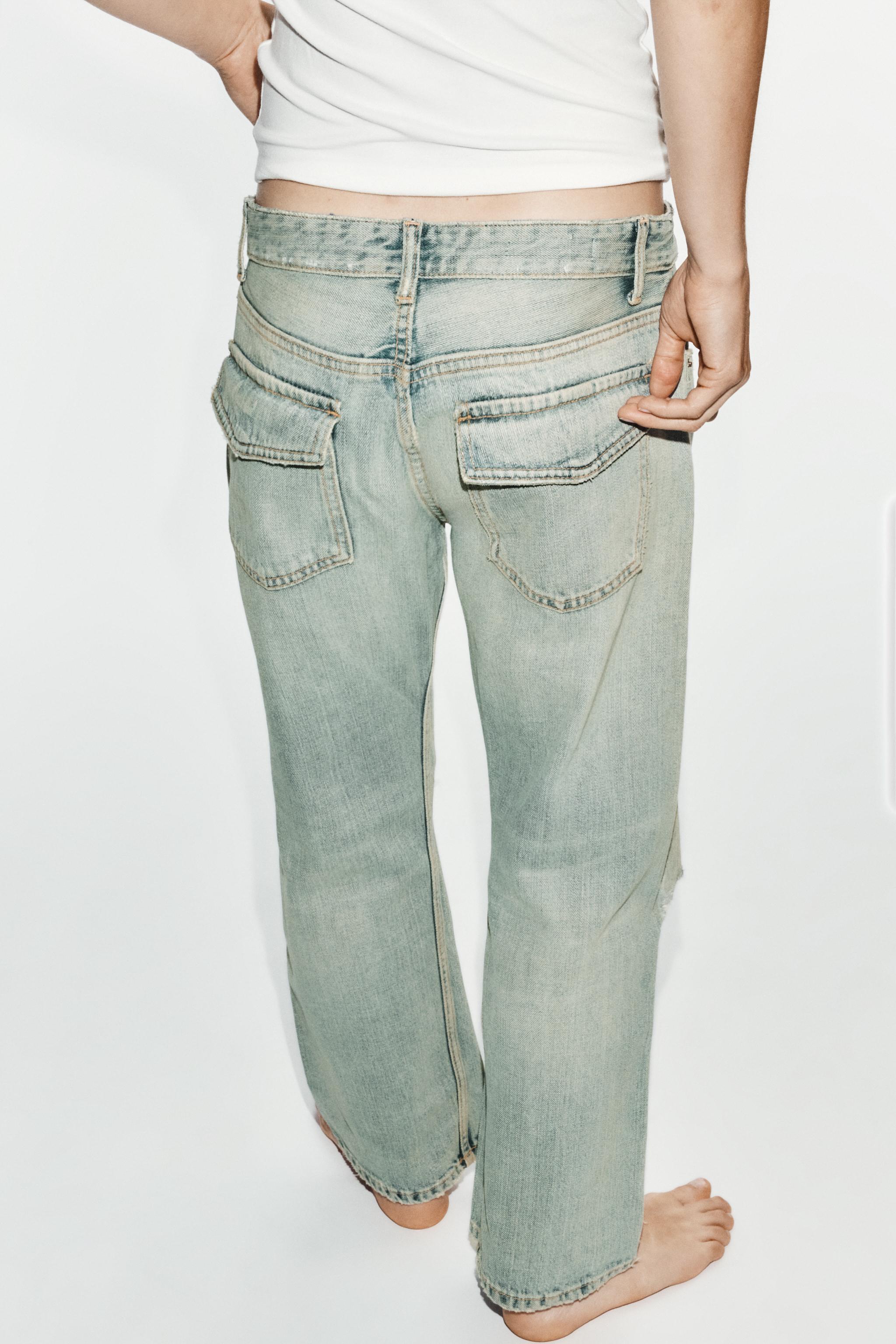 Женские джинсы Zara TRF CROPPED DISTRESSED JEANS — фото 6