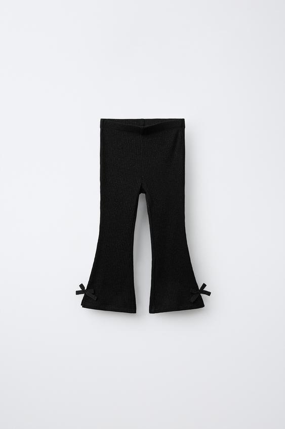 GLITTER BOW FLARE LEGGINGS - Black by Zara - Image 0